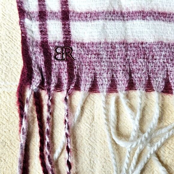 Banana Republic Mariana Deep Red Plaid Fringe Cashmere Blend Poncho Wrap Sweater - Picture 7 of 10